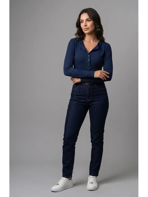 BLUSA CANELADA MARINA