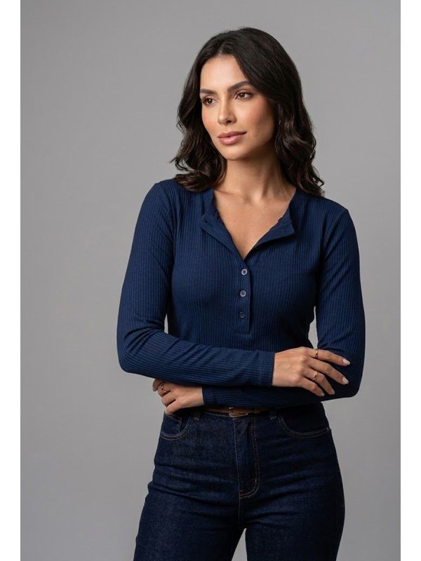 BLUSA CANELADA MARINA