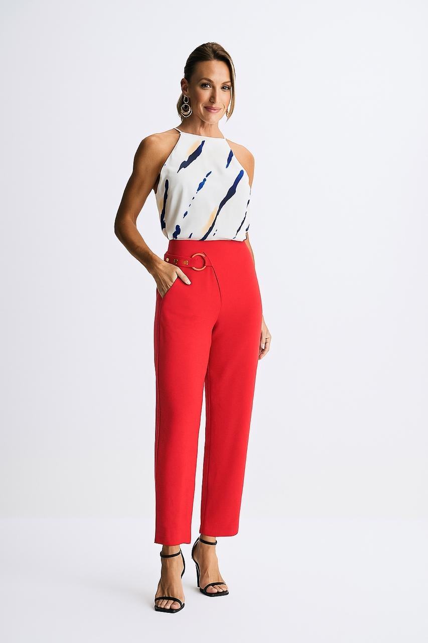 Calça Alfaiataria Lia Vermelho Coral