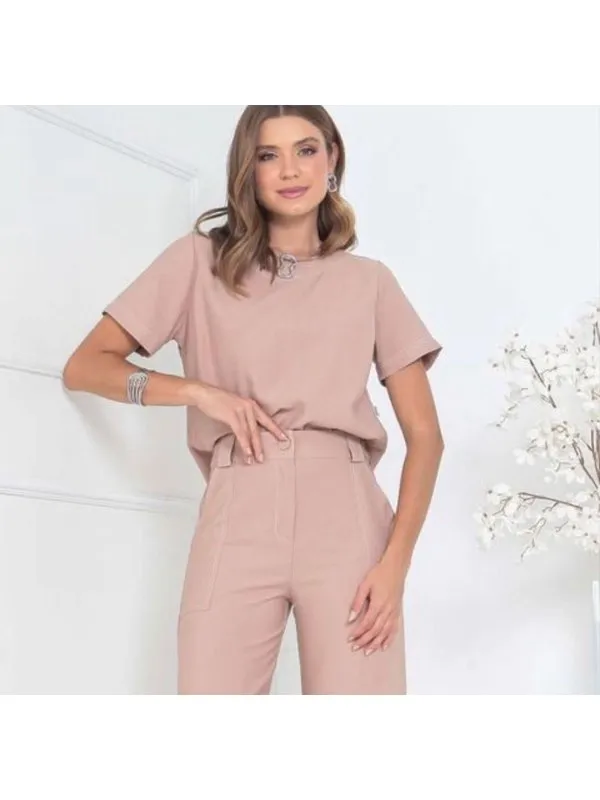 CONJUNTO ALFAIATARIA ELEGANTE NUDE