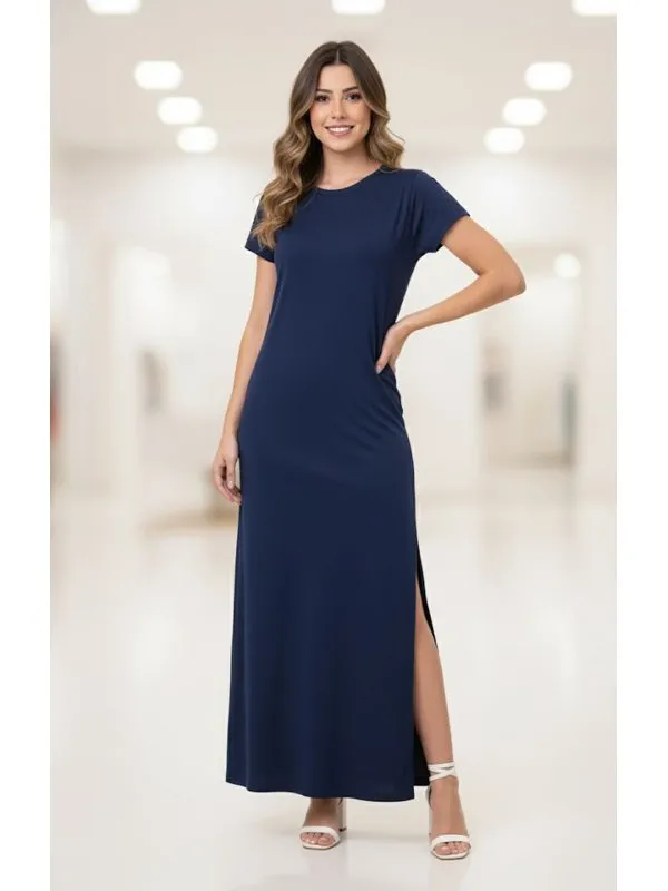 VESTIDO LONGO MOLETINHO FENDA