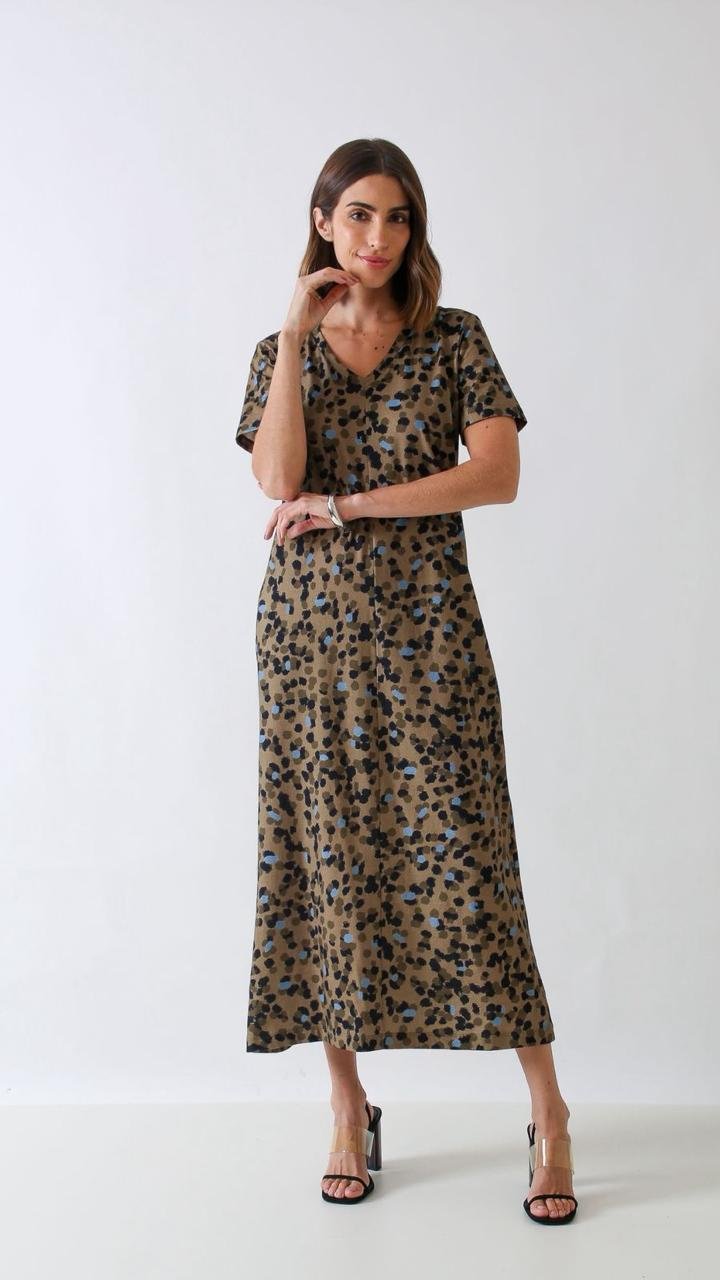 Vestido Midi Animal Print Elegance