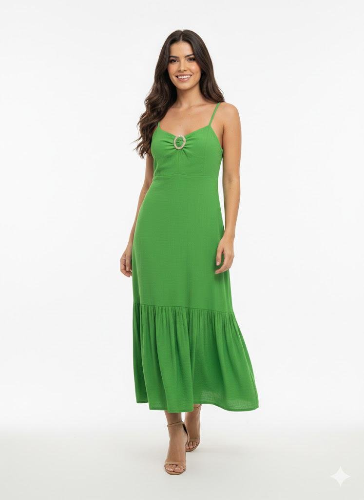 Vestido Ana com detalhe dourado