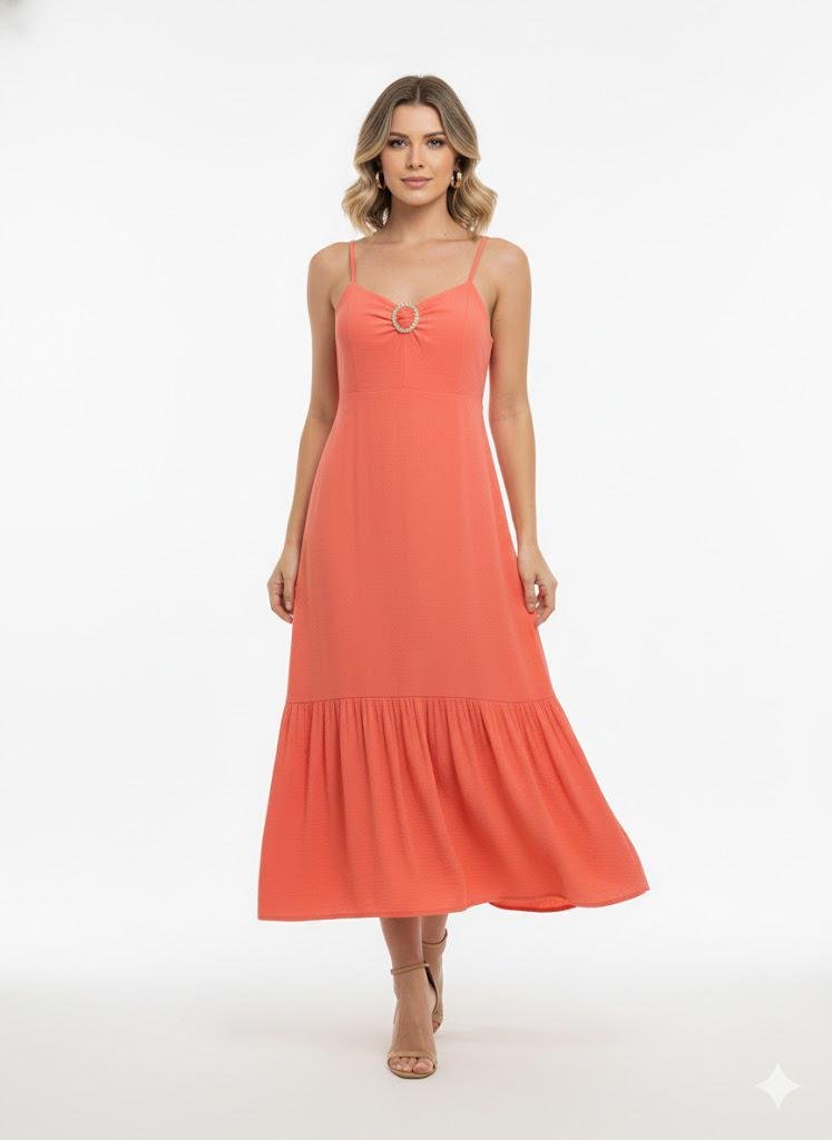 Vestido Ana com detalhe dourado