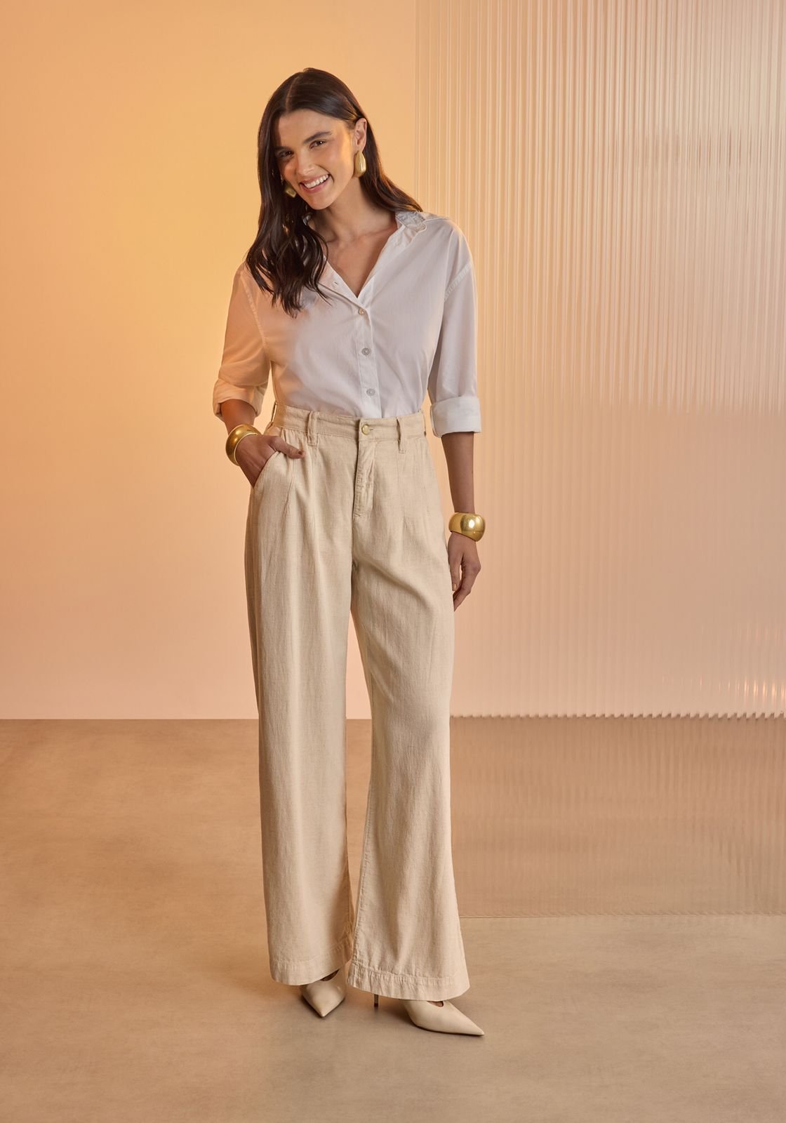 Calça Pantalona Natural