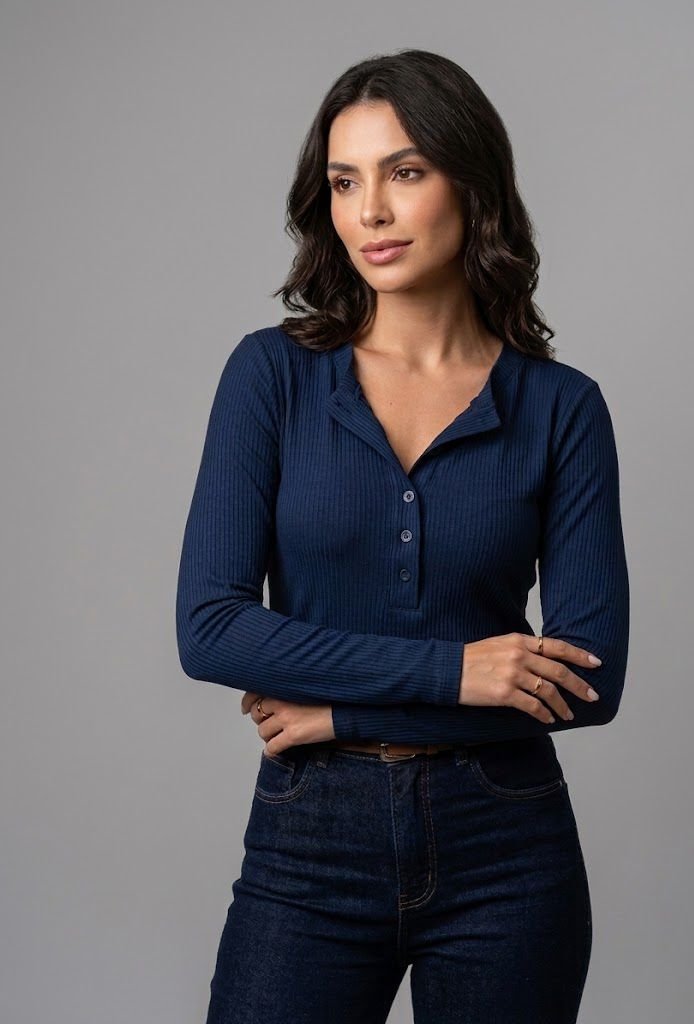 Blusa Canelada Marina