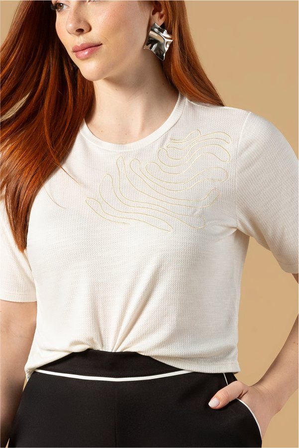 Blusa Malha Bordado